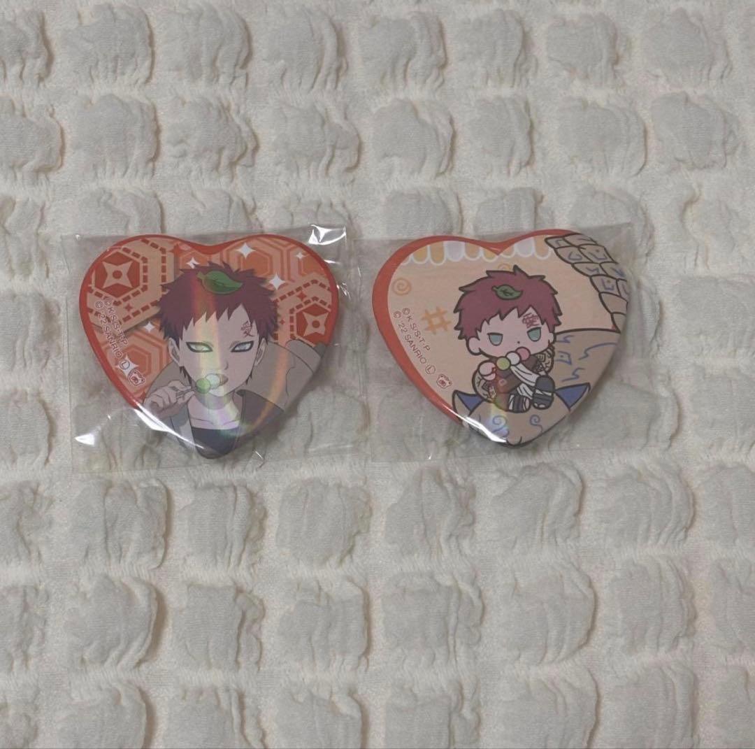 NARUTO サンリオ ぴえろ ハート缶バッジ 我愛羅