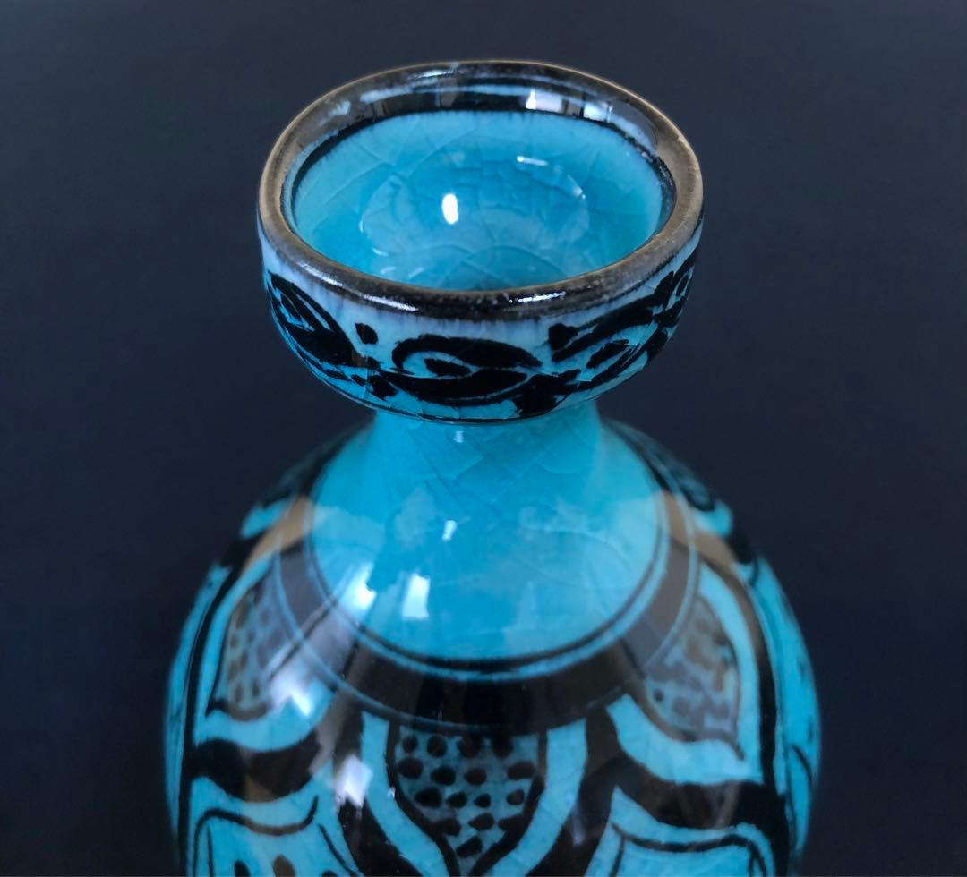 割引❗️《R》トルコ青 花入 秀逸作 加藤賢司 陶歴書 共布 共箱250820G1