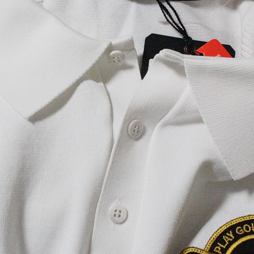 新品 ロアーガンズ AddElm ロゴスタッズワッペン ニットポロシャツ L相当