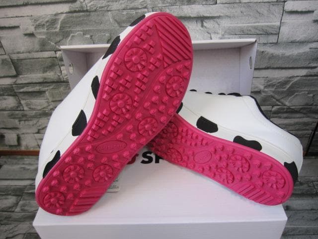 MU SPORTS ◆24.0cm WH ダルメシアン柄スパイクレスシューズ