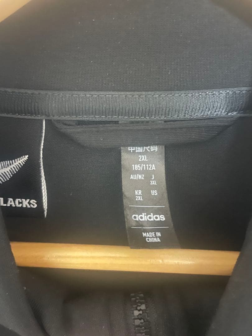 アディダス オールブラックス アンセムジャケット 2XL ブラック フルジップ