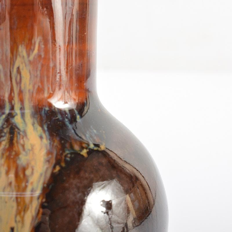 茶道具　京焼　清水焼　桶谷定一作　鶴首茶入　仕覆付　共箱　V　R6206