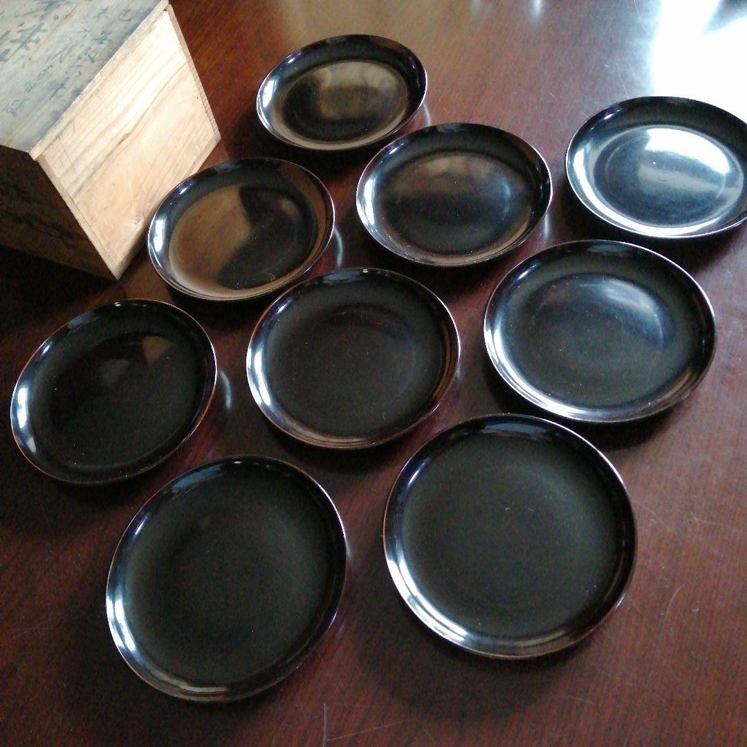 本漆塗　茶津　9枚　17cm　安政年間