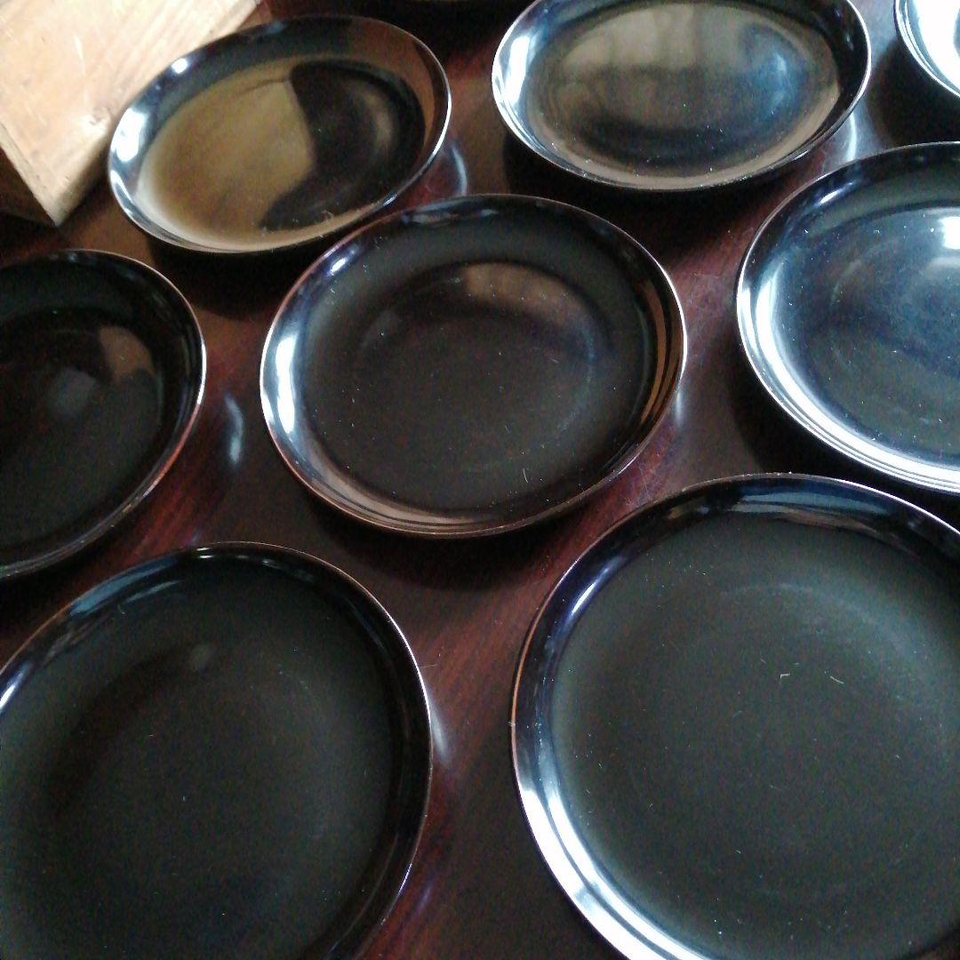 本漆塗　茶津　9枚　17cm　安政年間