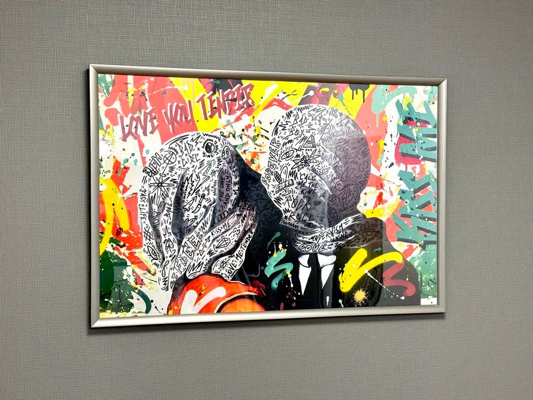 No.210フレーム付きキャンバスアート　マグリット　オマージュアート　恋人たち