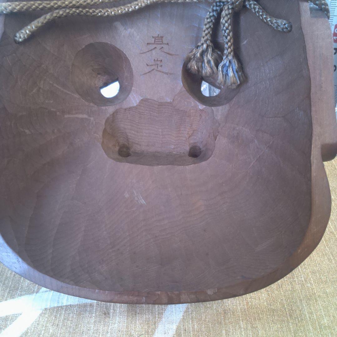 面 木彫 木製顔面マスク 茶色 キズスレ小傷打痕あります