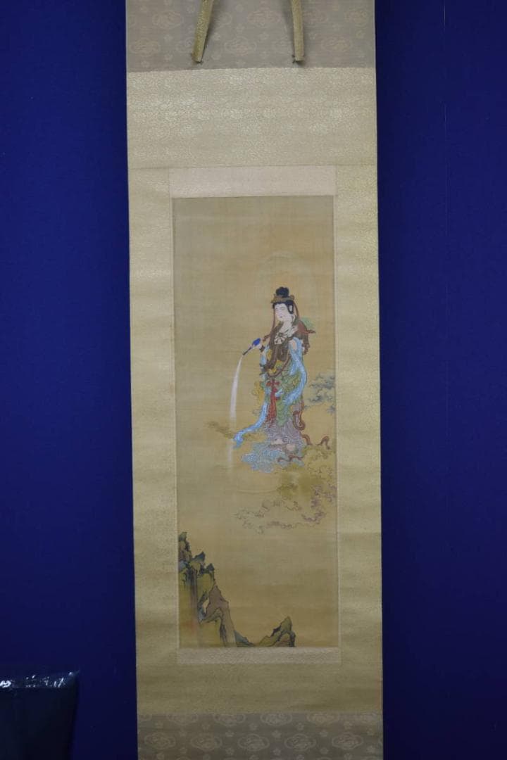 模写/橋本雅邦/観音図/金襴表装/布袋屋掛軸HF-795