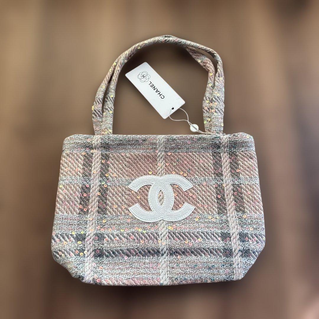 CHANELツイードトートバッグ　ピンク