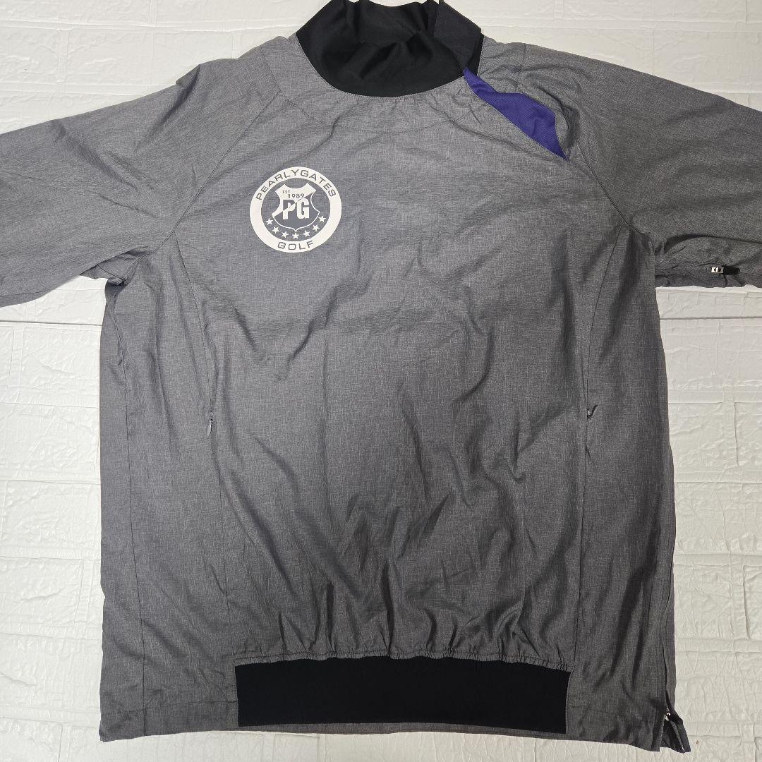 パーリーゲイツ 両面ロゴ　ナイロンジャケット　プルオーバー　グレー　 XL