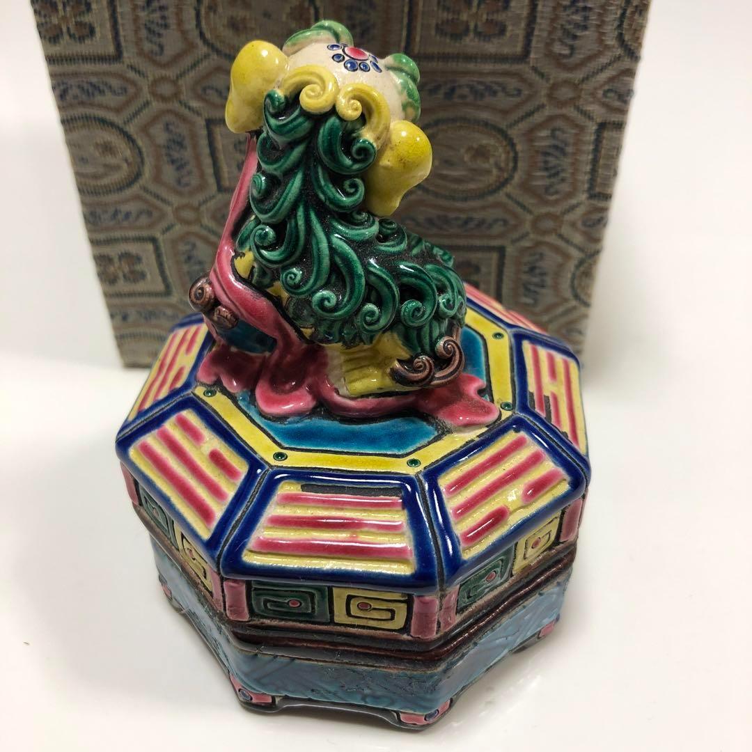 【未使用】交趾陶　交趾焼　鹿港窯　獅子 置物　林智信　林俊亨　陶光　智盧　希少