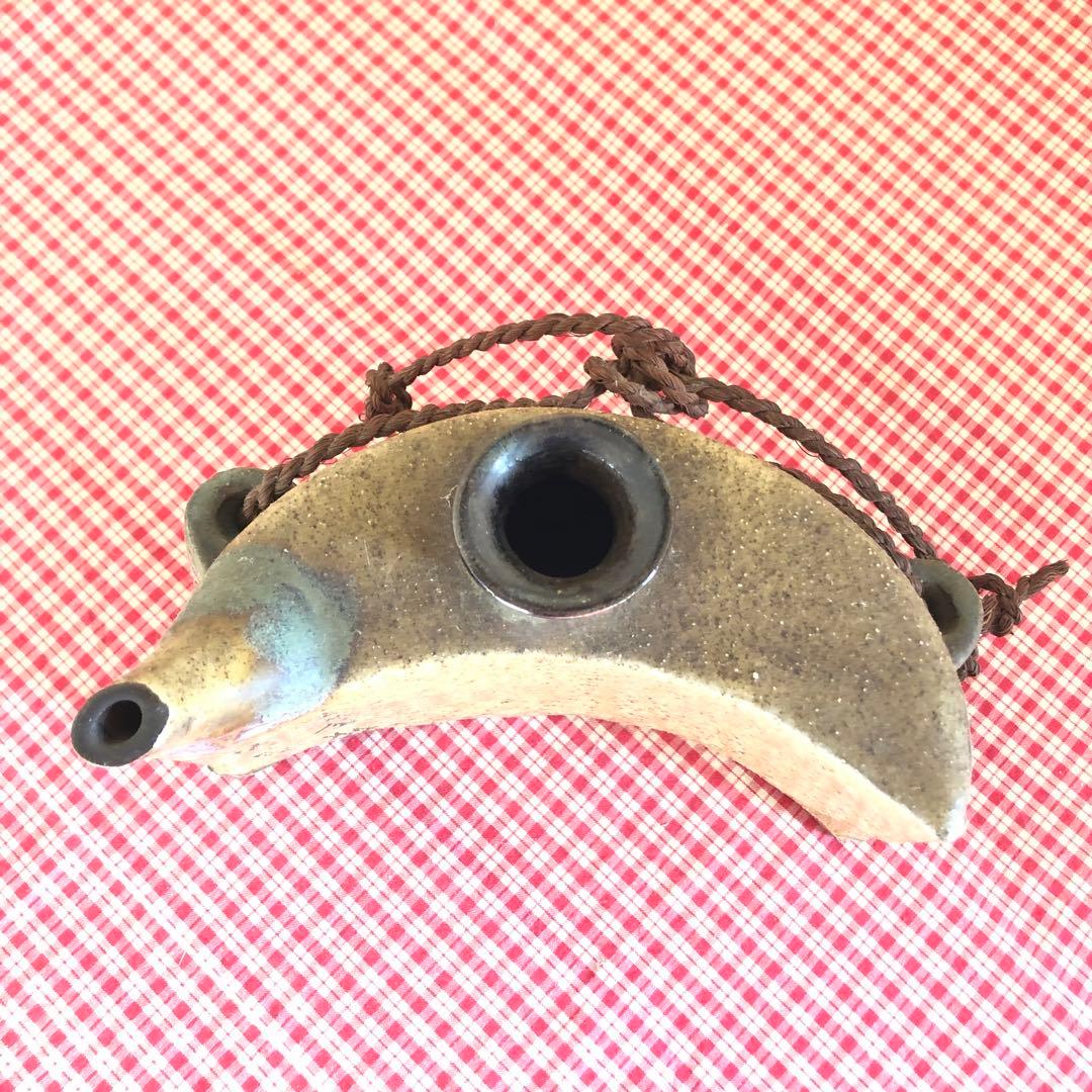 壺屋焼 清正陶器 小橋川清正 赤絵魚紋抱瓶 やちむん