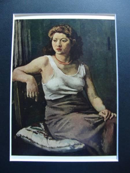 寺内萬治郎、窓際、800部限定大判画集画、新品額装、状態良好