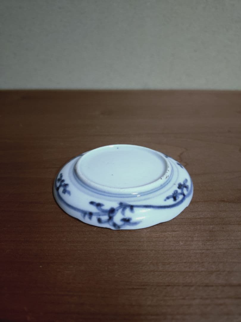 古伊万里 染付 蛸唐草紋 輪花 豆皿 手塩皿