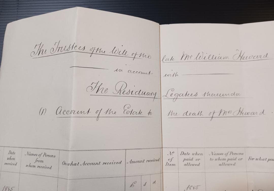 19世紀 英国 遺産会計帳 原本 手書き文書