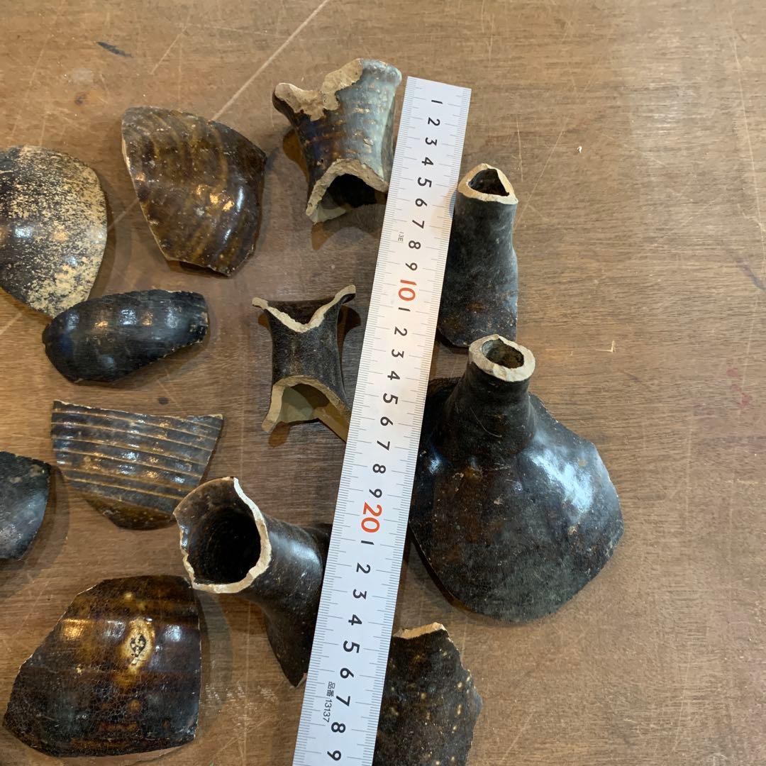古唐津　陶片　黒唐津　徳利　発掘品　古道具
