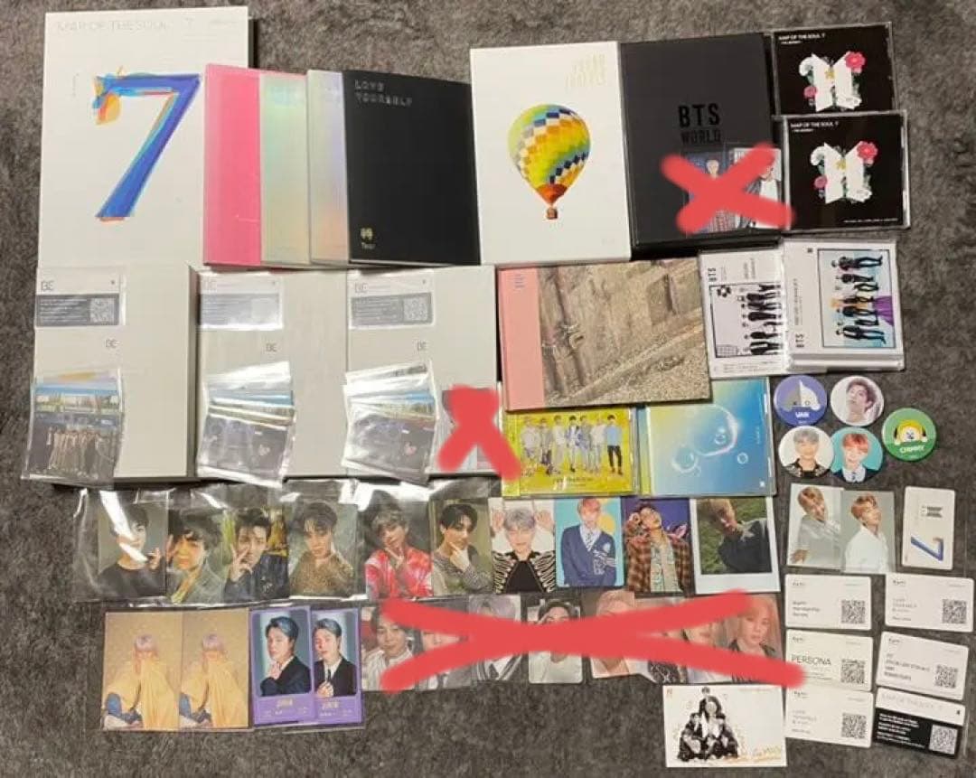 BTS アルバムセット　トレカ50枚　缶バッジ