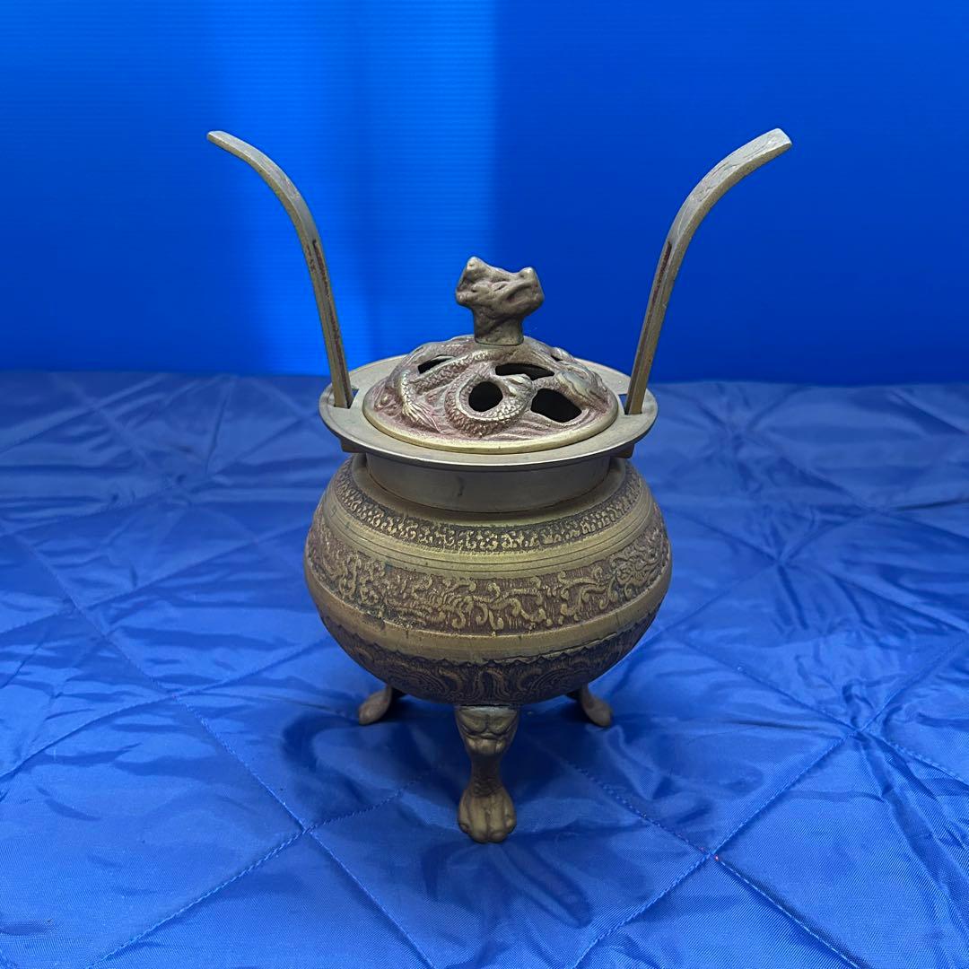 蔵出品③ 香炉 三つ足 龍 工芸品 龍鳳香炉 龍鳳 j128
