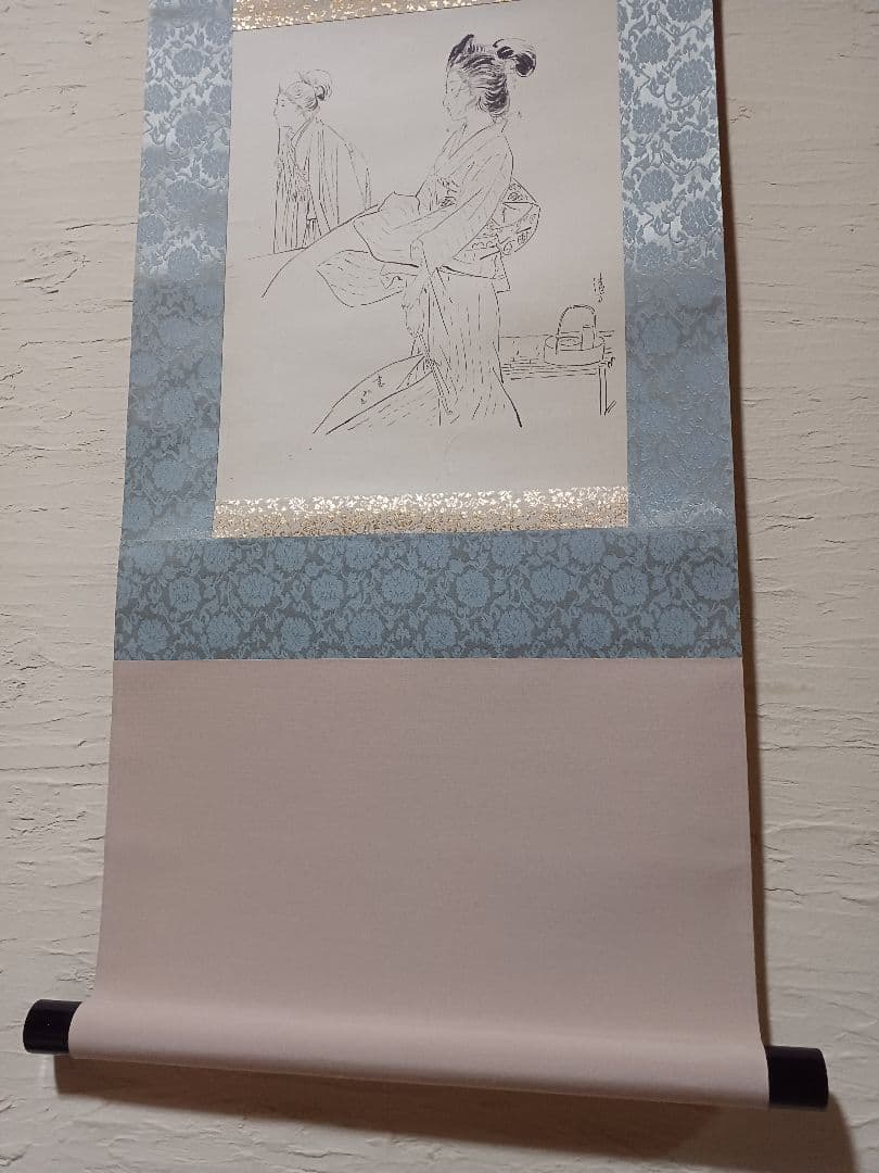 江戸屋の原画　掛軸　1175x420mm E449　煙草夏風の女　伝　鏑木清方