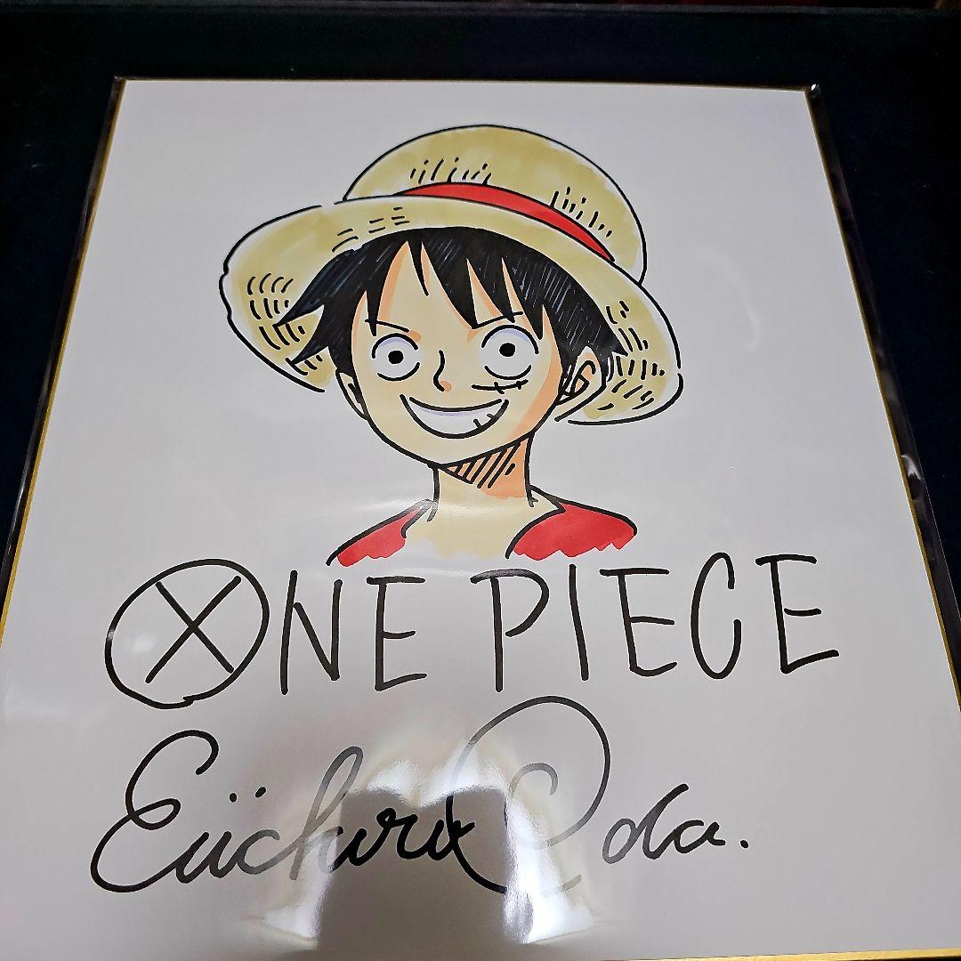 ONE PIECE ワンピース モンキー・D・ルフィ イラスト 直筆サイン色紙