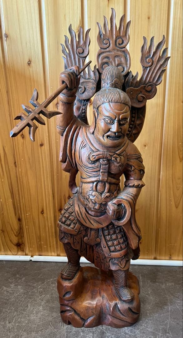 【毘沙門天/木彫り】神様 置物 縁起物 彫刻 希少