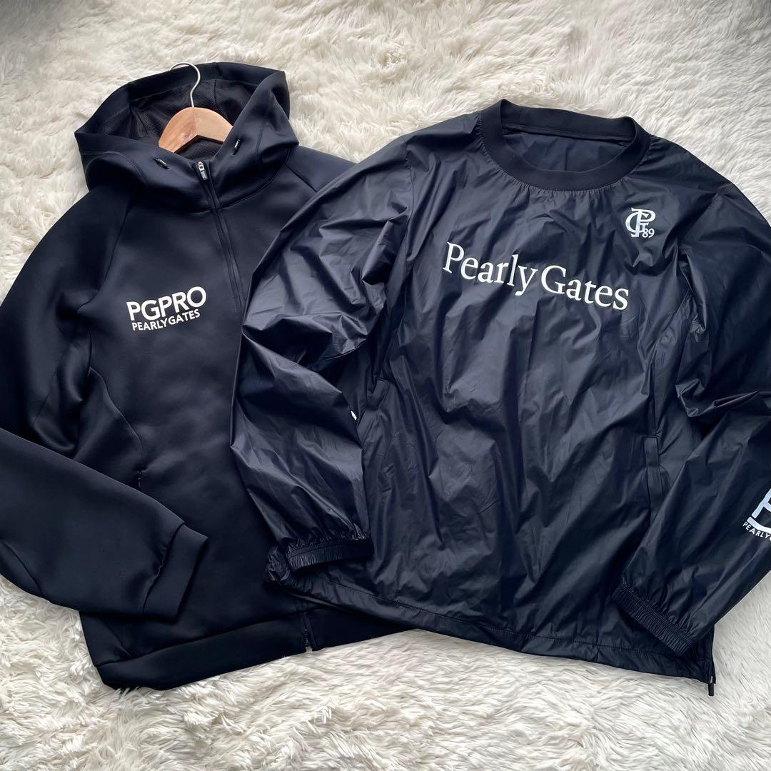 極美品✨パーリーゲイツ　24年製　ツインスニード　セット　ロゴプリント　黒　L