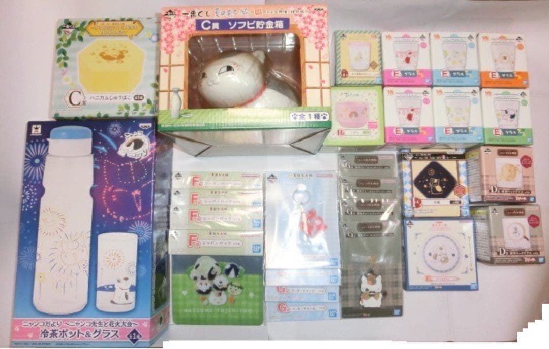 夏目友人帳　ニャンコ先生　グッズ　約27個　ソフビ貯金箱 グラス 小皿 チャーム