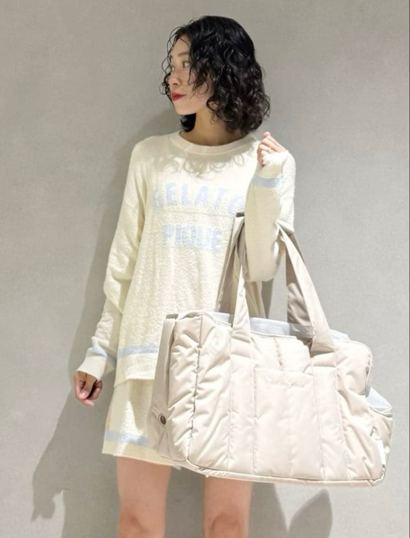 ジェラートピケ キルティングキャリーバック ベージュ