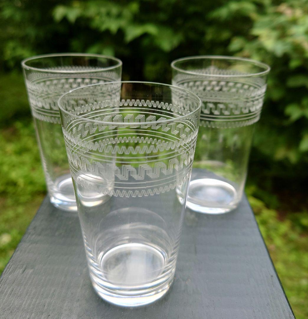 アンティーク　グラス　グラビール　小さめのコップ　三個　大正〜昭和初期　薄手