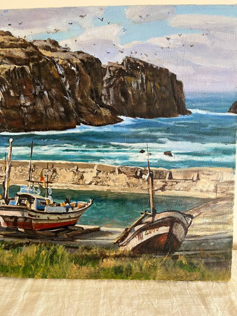 『経島』白潟 吉堯　油絵　肉筆　出雲大社　日御碕　日本海