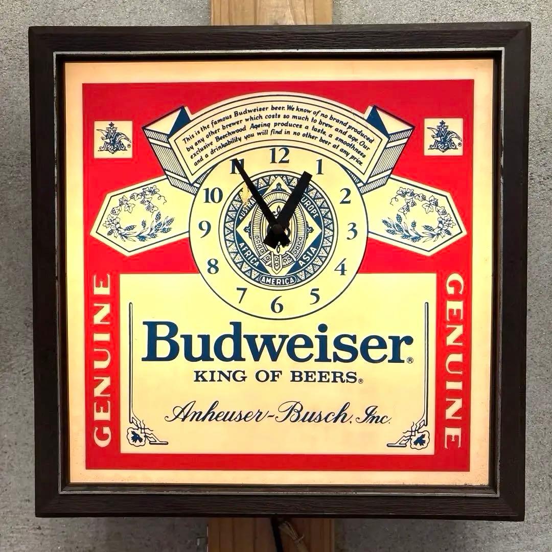 81年　バドワイザー　ライトアップ　看板　時計　クロック　バーランプ ガレージ
