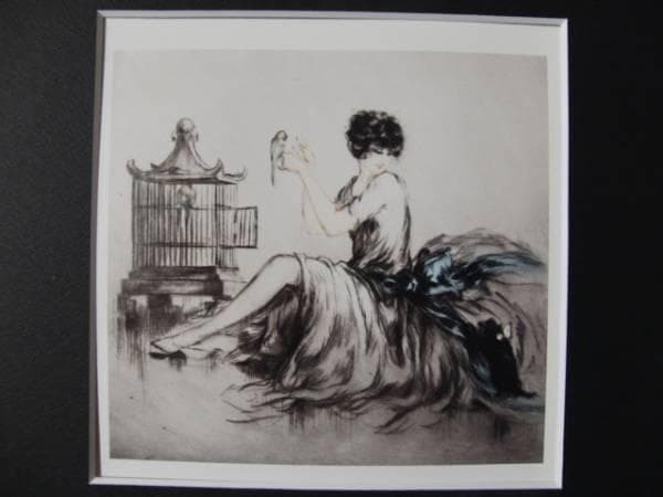 ルイ・イカール限定版・アールデコ、私のインコ、希少な額装用画集より