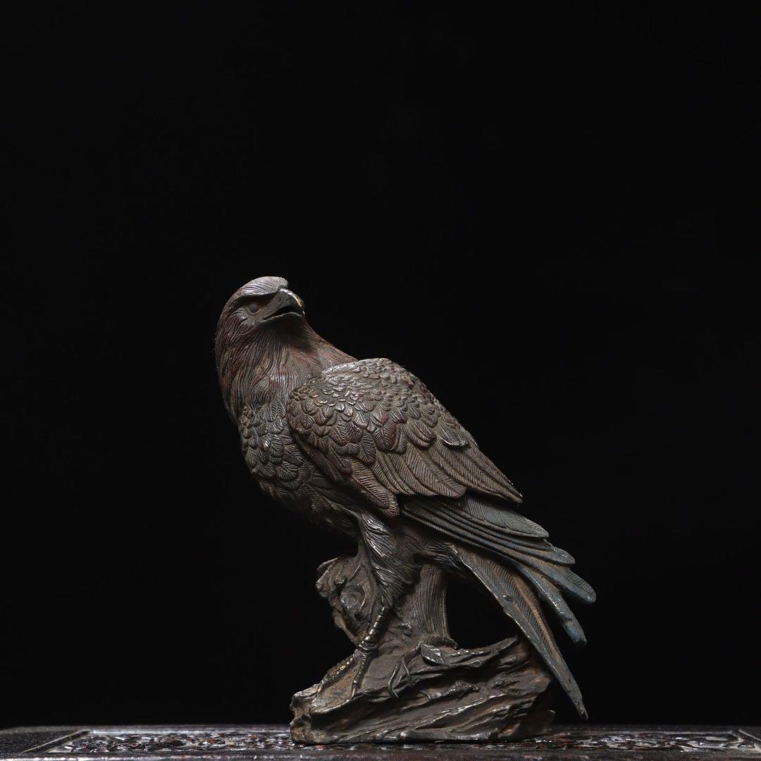 旧蔵　銅製　鹦鹉（インコ）／鷹意匠の香炉