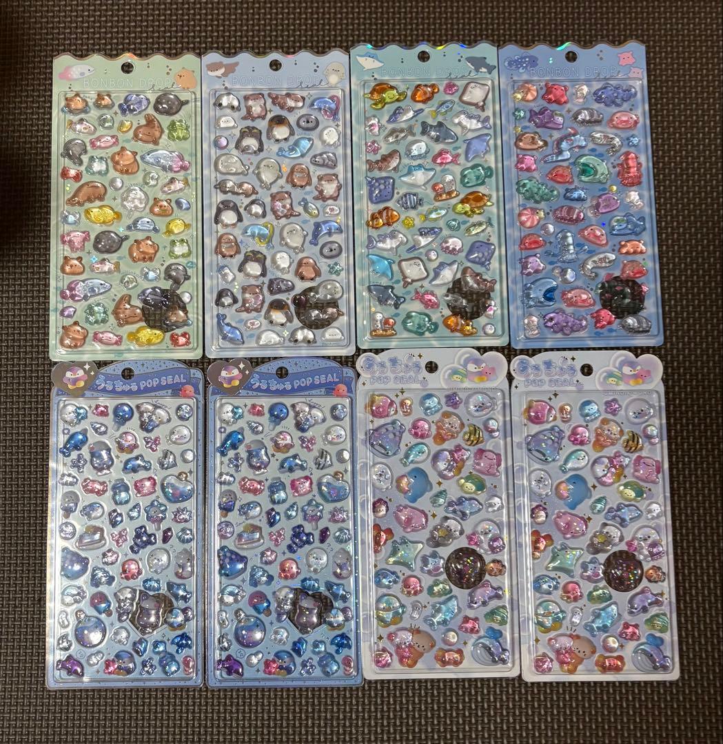 正規品　ボンボンドロップシール　水族館限定　4枚　うるちゅる海の生き物　4枚