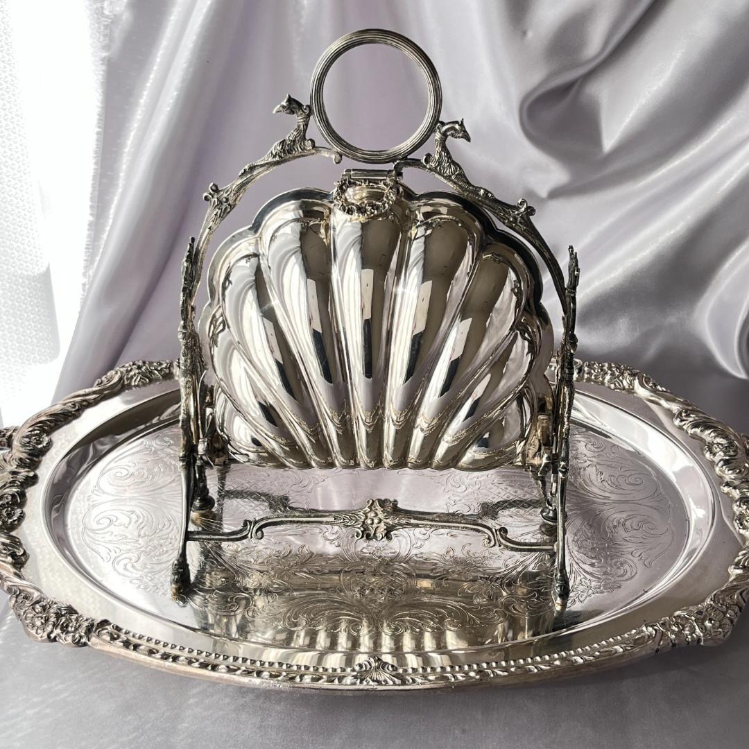 【英国】 ビクトリアン グリフィンのビスケットウォーマー【シルバープレート】