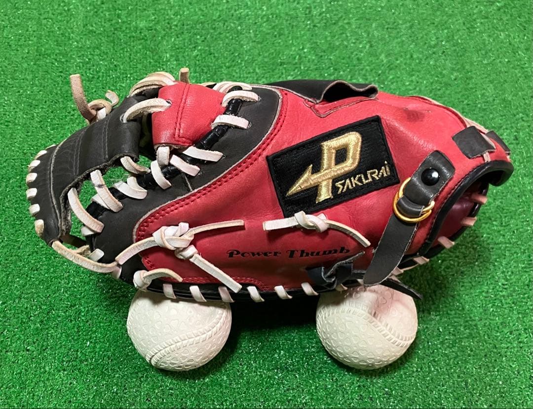 軟式野球 左投 キャッチャーミット プロマーク Promark 捕手 大人 赤