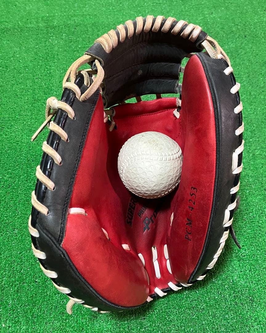 軟式野球 左投 キャッチャーミット プロマーク Promark 捕手 大人 赤