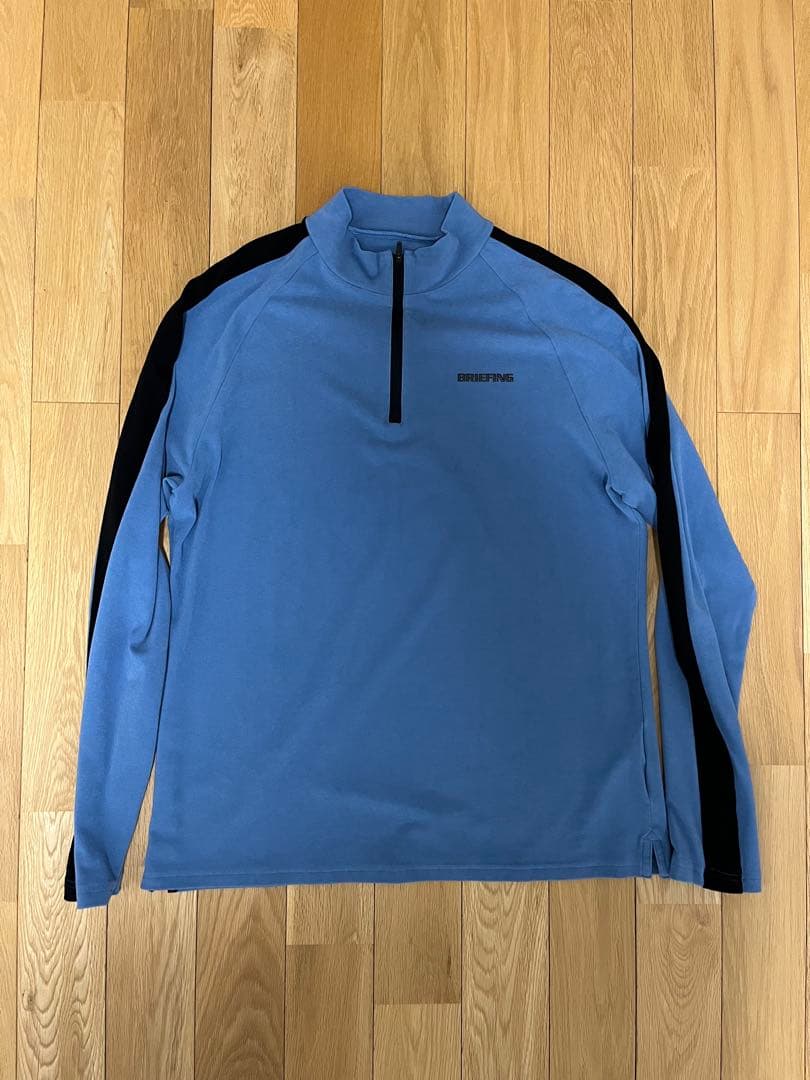 BRIEFING ブルー ハーフジップ ストレッチシャツ