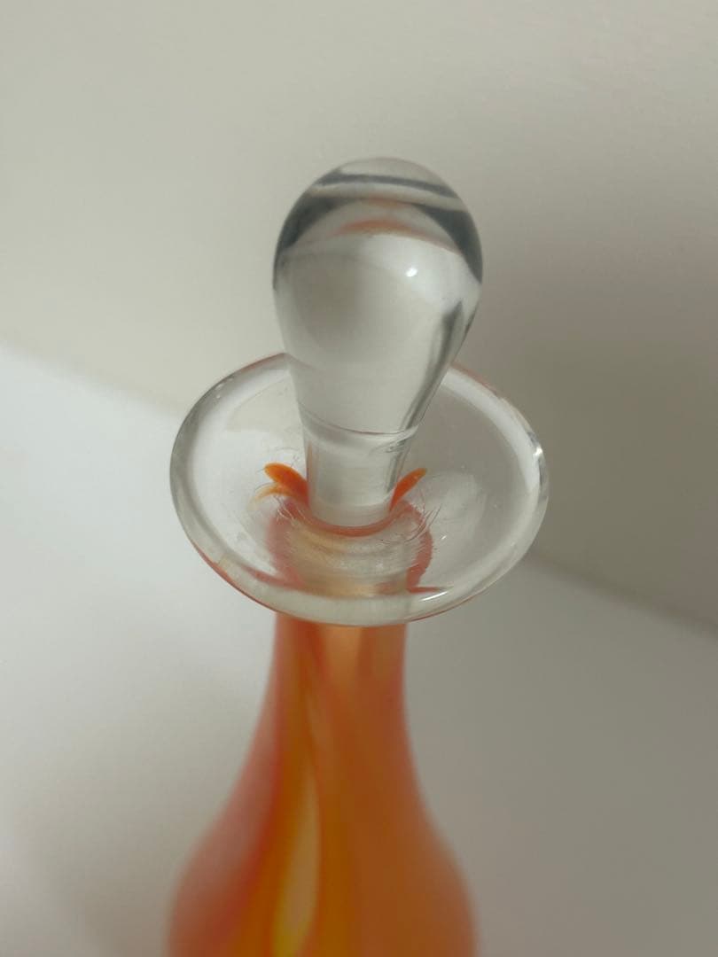 作家　ガラス作家　オレンジグラデーション 香水ボトル　吹きガラス