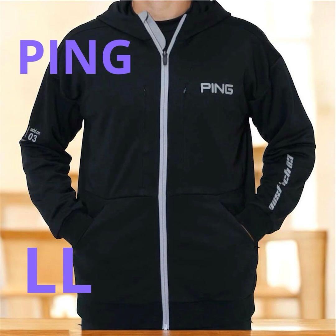 美品‼️ピン コンパクトニット フルジップ フーディー ゴルフウェア メンズ　黒