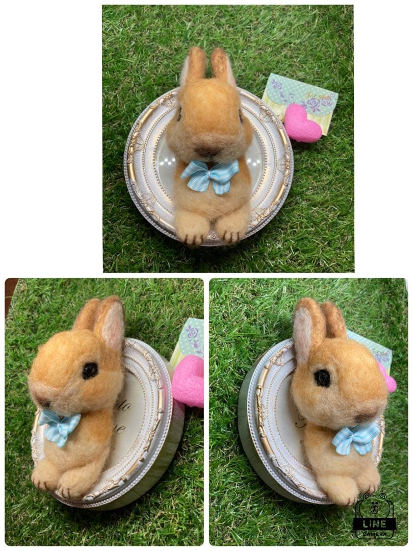 井上様　うさぎ　額縁入り羊毛フェルト