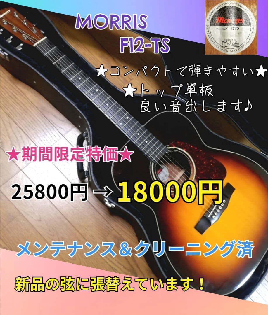★限定特価★コンパクトで弾きやすい★MORRIS F12-TS★トップ単板♪