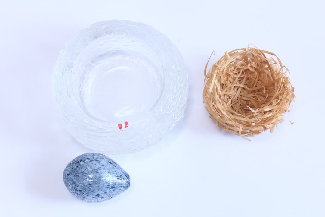 4685  鳥の巣　キャンドルホルダー　ガラス　オブジェ　イッタラ