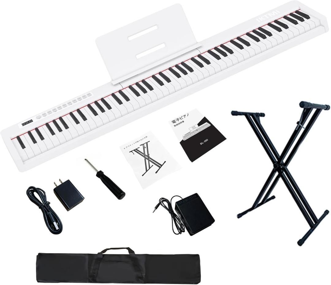 電子ピアノ 88鍵盤 軽量 ポータブルピアノスタンドセット 電子 ピ