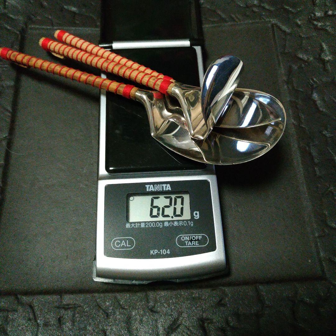 南鐐三本組灰匙。清五郎。銀製。茶道具。伝統工芸品。シルバー製。中古。