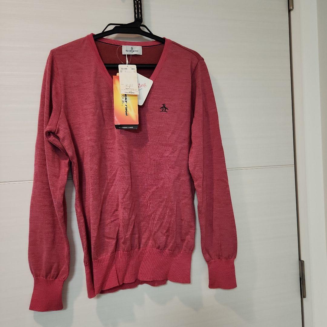 【新品未使用・タグ付】マンシングウェア／ピンク Vネックセーター レディース38