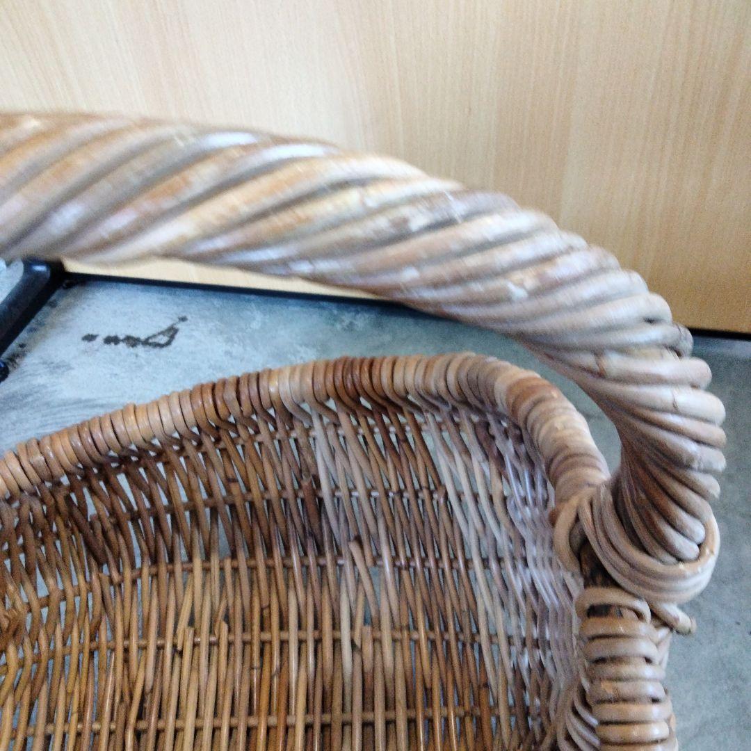 アンティーク　ナチュラル　大きなバスケット　籘かご