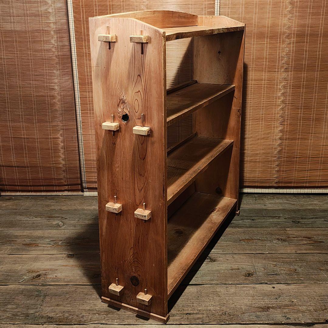 楔本棚　木製本棚4段　オープンラック　昭和レトロ　古家具