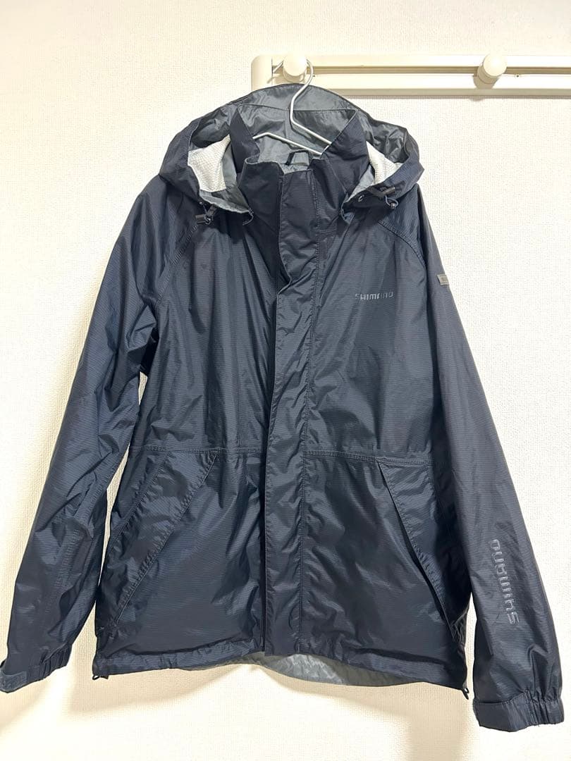 超美品　シマノ　ベーシックスーツ　釣り　耐水　防水　紺／黒　メンズXL