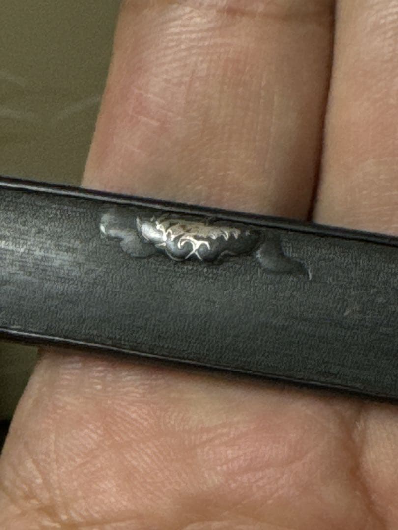 江戸期 四分一 小柄 金銀象嵌 人物図 煙管 キセル 喫煙具