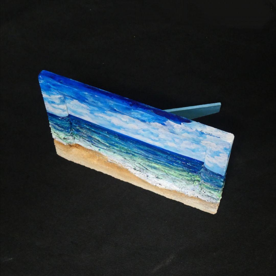 油絵 油彩 油彩画 絵 絵画 【海の砂浜】ミニ絵画